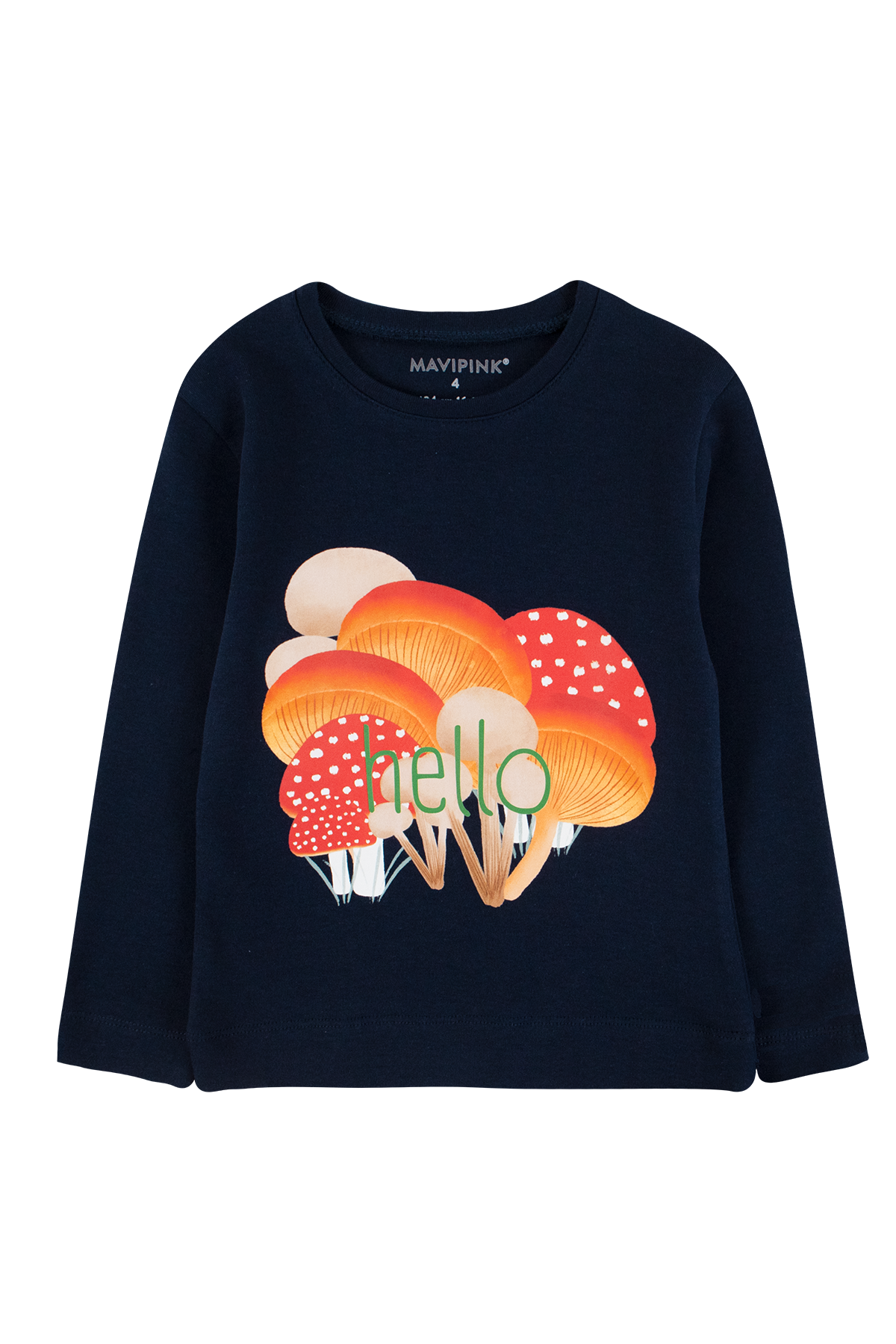 Mavipink 242040020 Kız Mantar Uzun Kol T-Shirt Lacivert