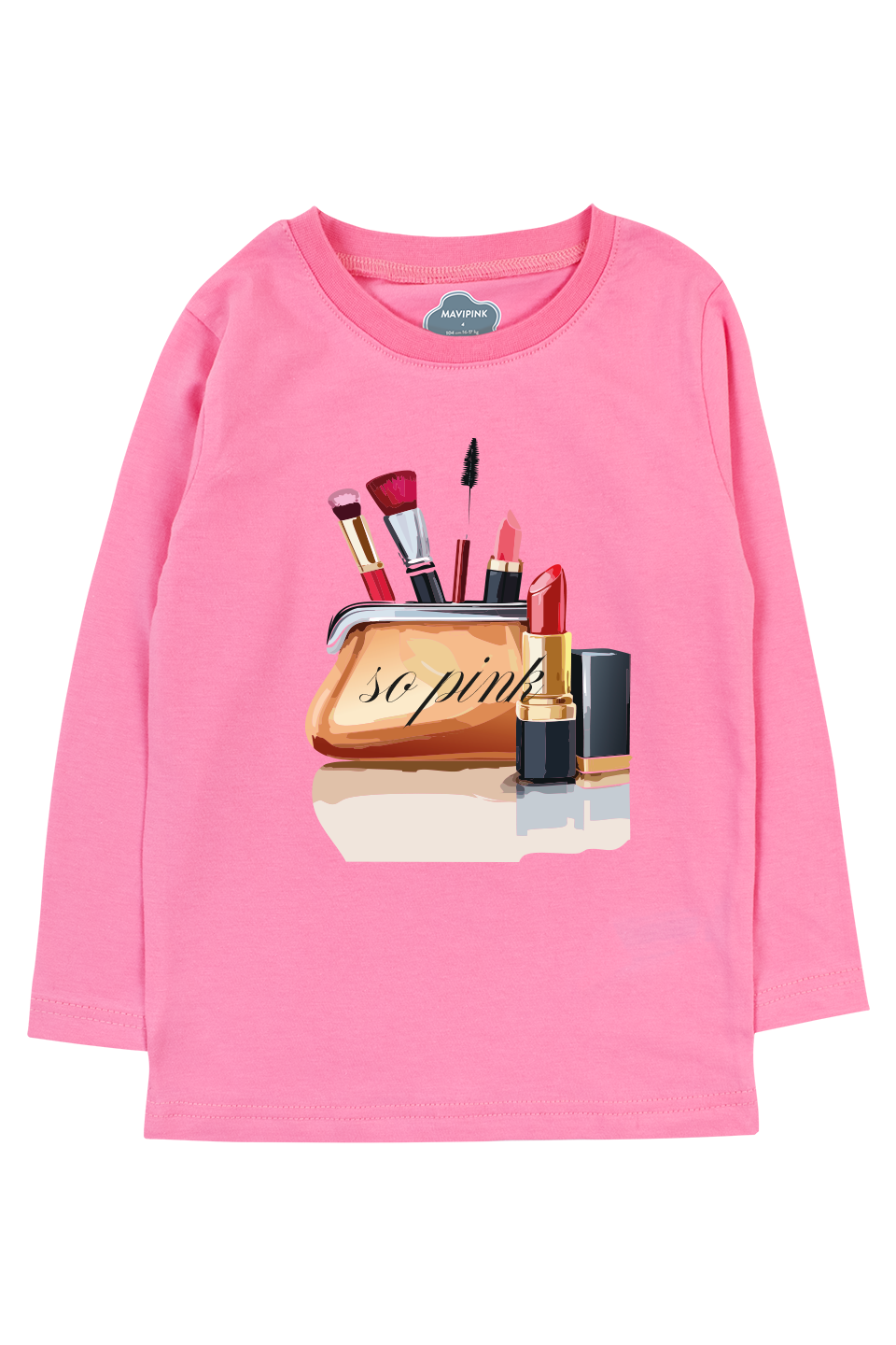 Mavipink 242040085 Kız Çocuk Pamuklu So Pink Pembe Uzun Kol T-Shirt