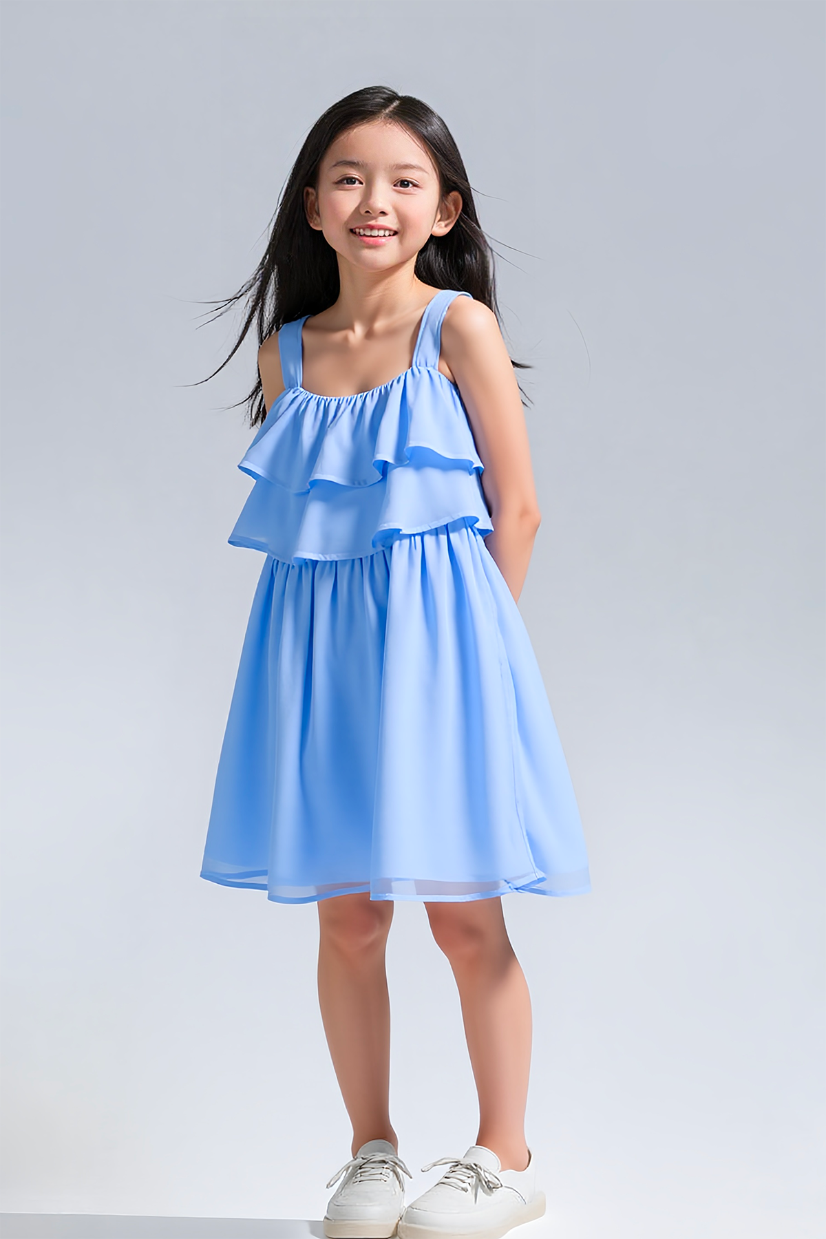 Mavipink 24SS1104 Chiffon Dress Blue