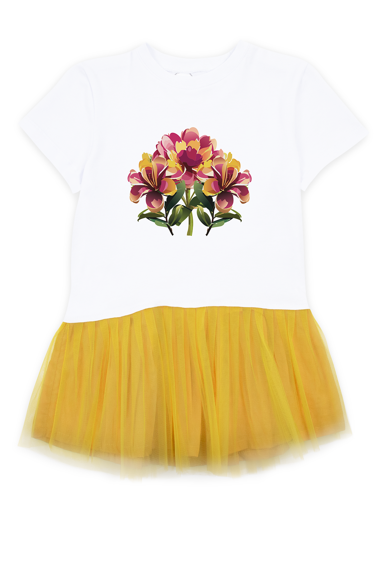 Mavipink 24SS1108 Çiçek Buketi Elbise Sarı