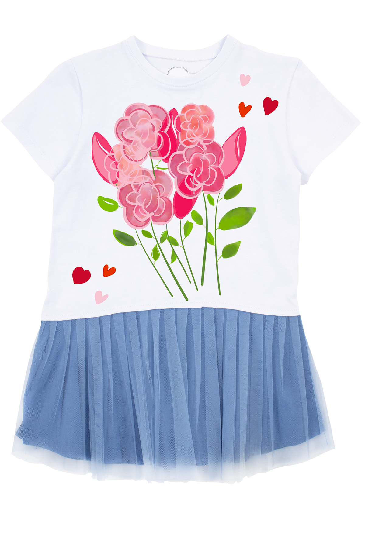 Mavipink 24SS1109 Gül Buketi Elbise Mavi