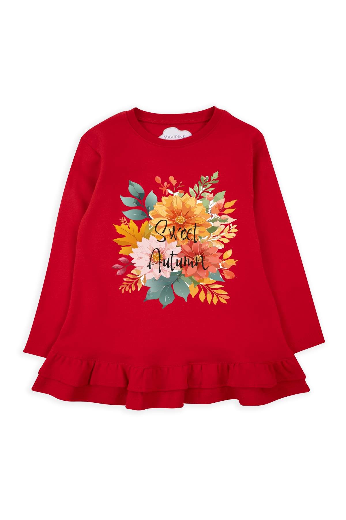 Mavipink 252011001 Kız Çocuk Romantic Autumn Kırmızı Elbise