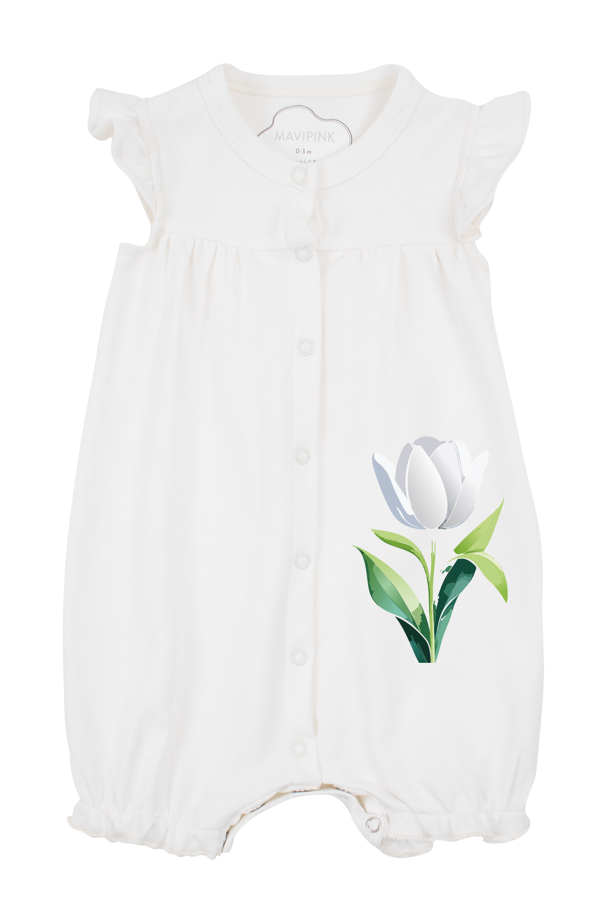 Mavipink 25410002 Kız Bebek Lale Çiçekli Fırfırlı Kısa Şort Tulum 