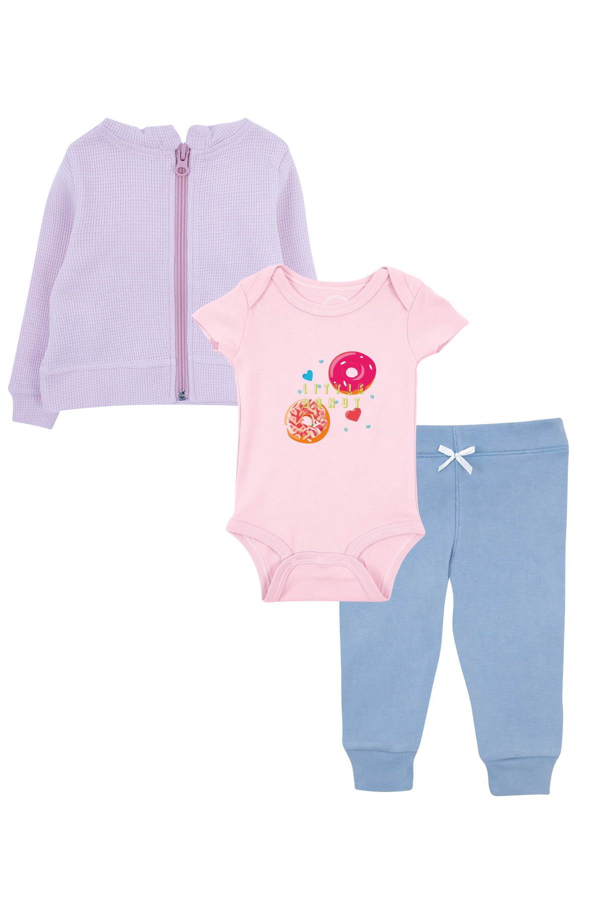 Mavipink 2541802 Bebek Donut Baskılı Lila 3'lü Takım