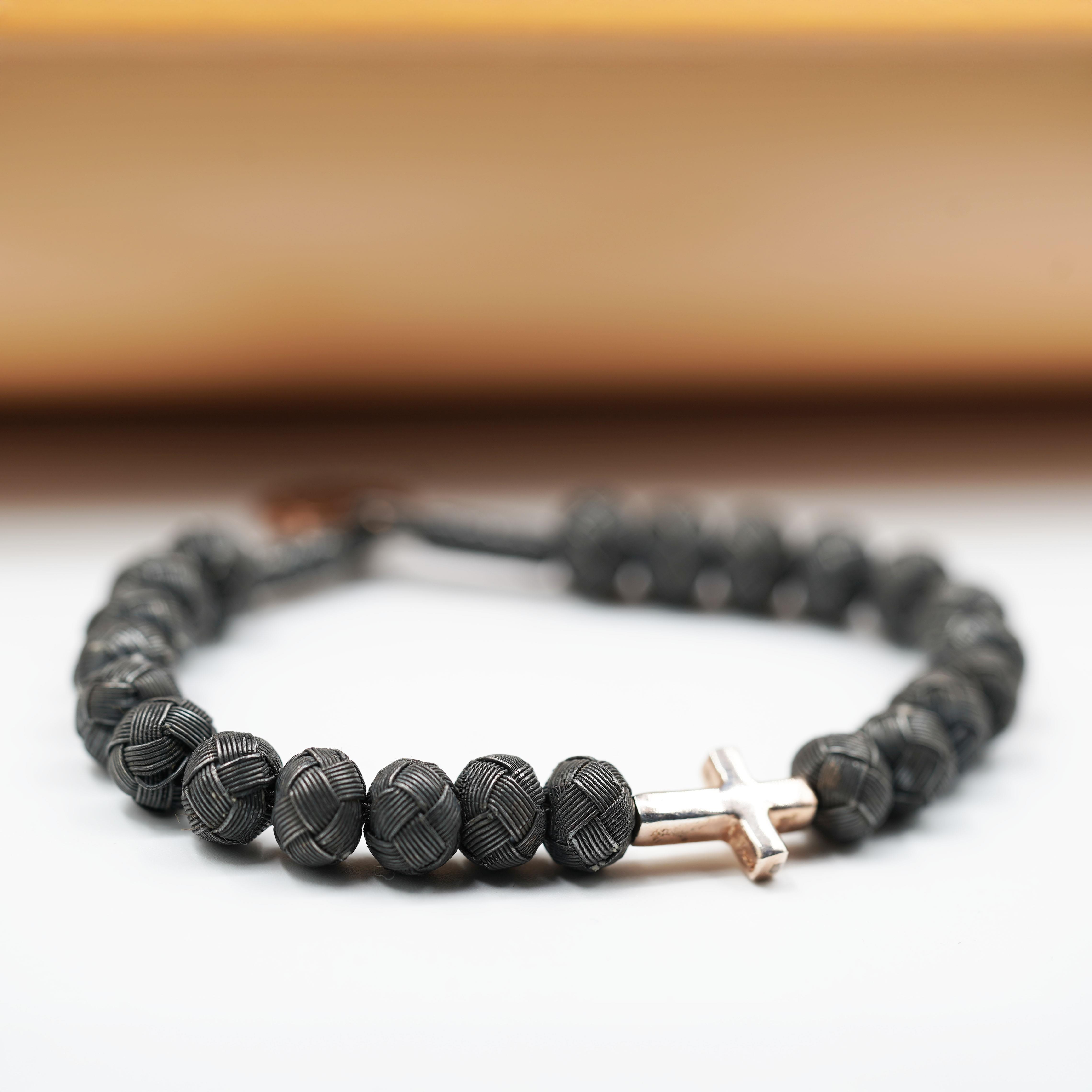 Dark Soul, Rose Single Cross, Unisex Bracelet