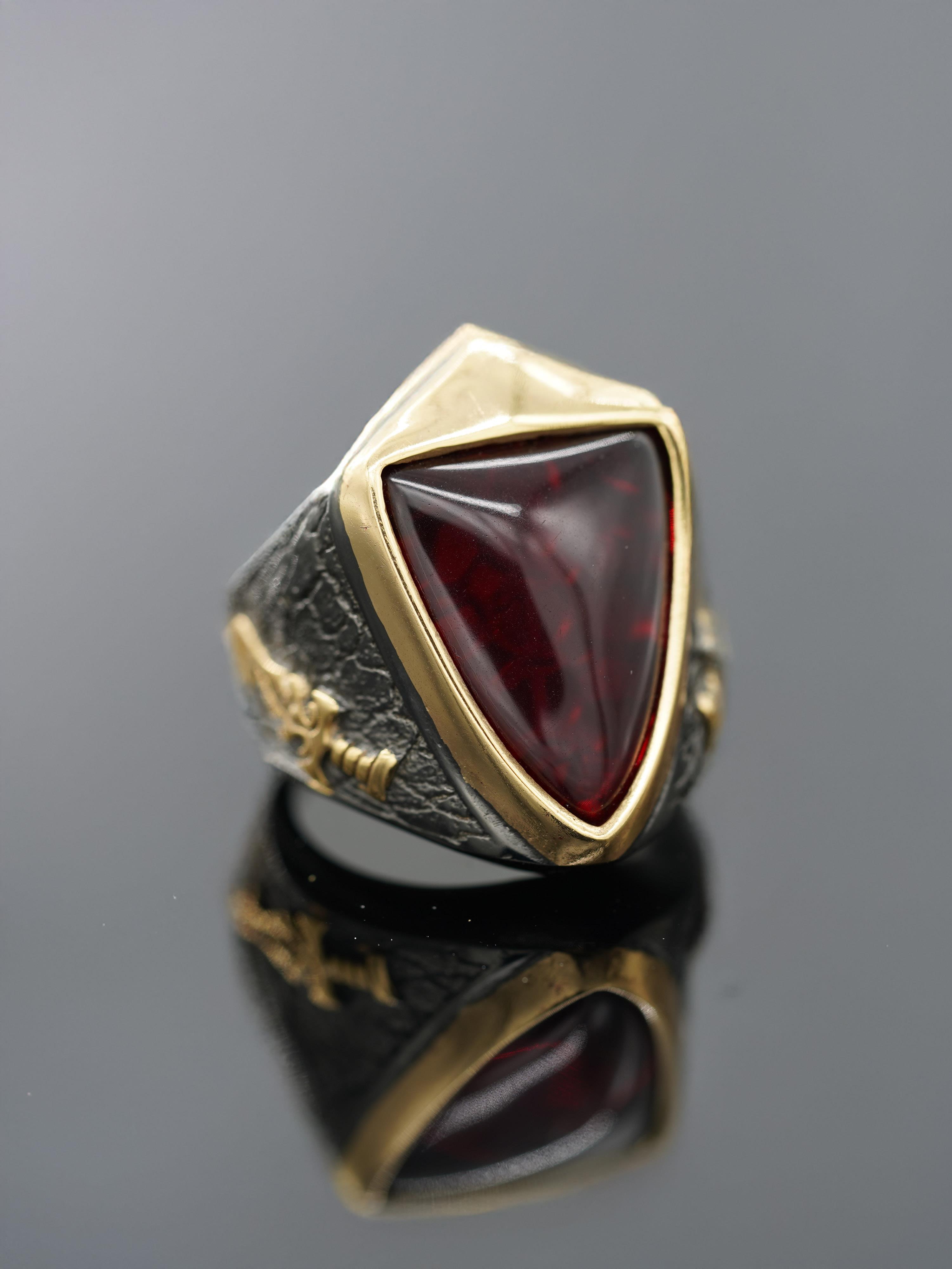 Luxury Red Amber Ring