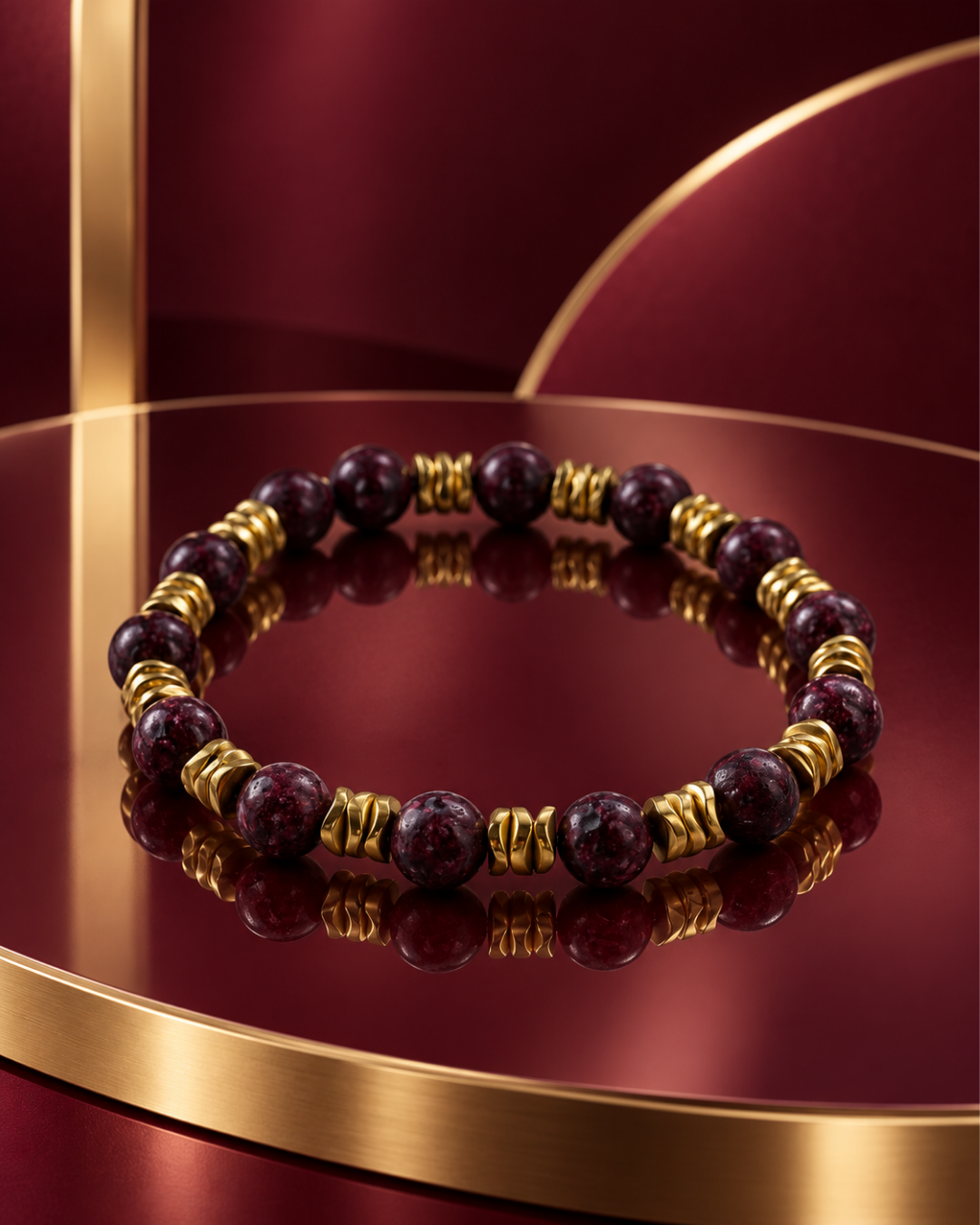 Bordo Ritim Garnet Taşlı Bileklik