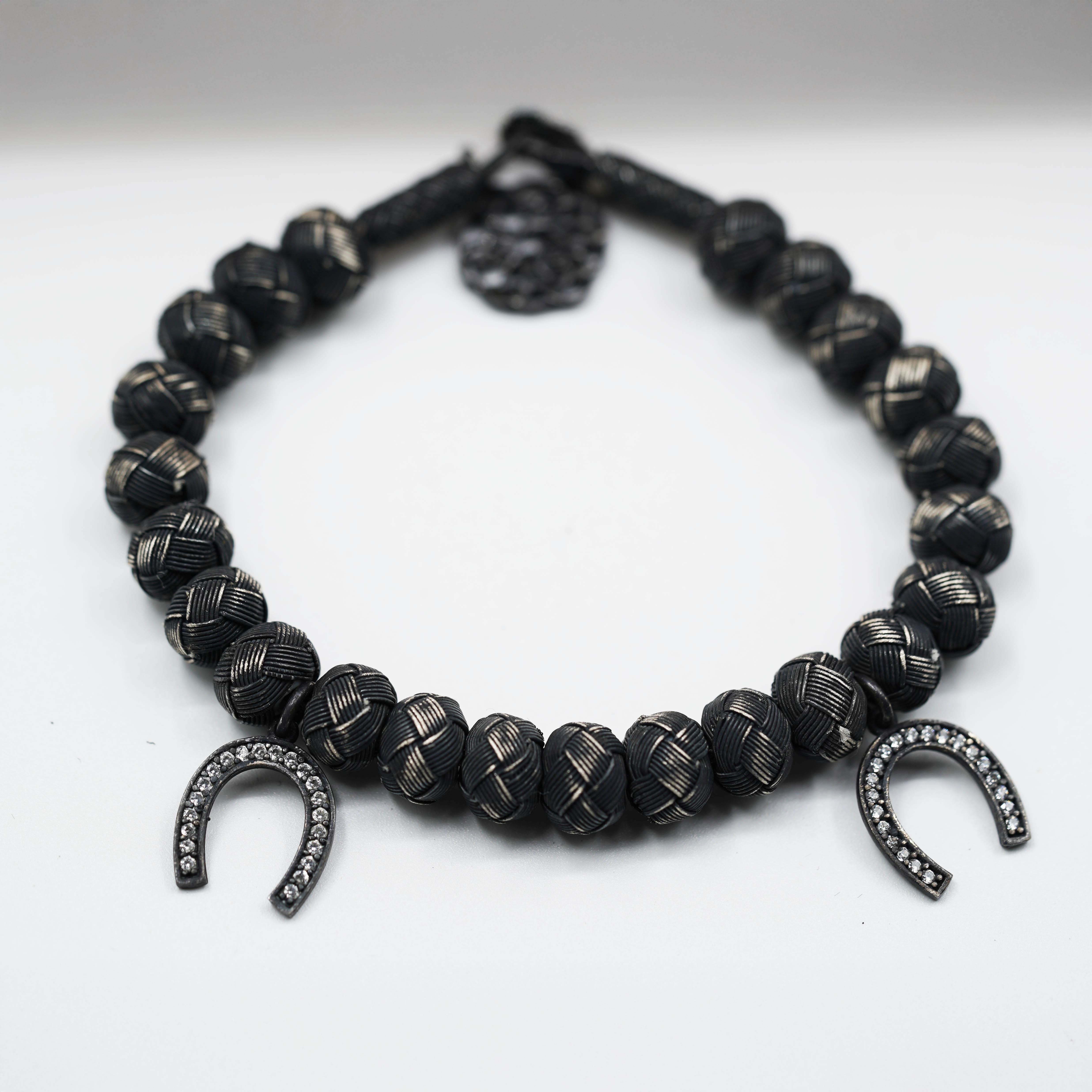 Dark Soul, White Horseshoe, Unisex Bracelet