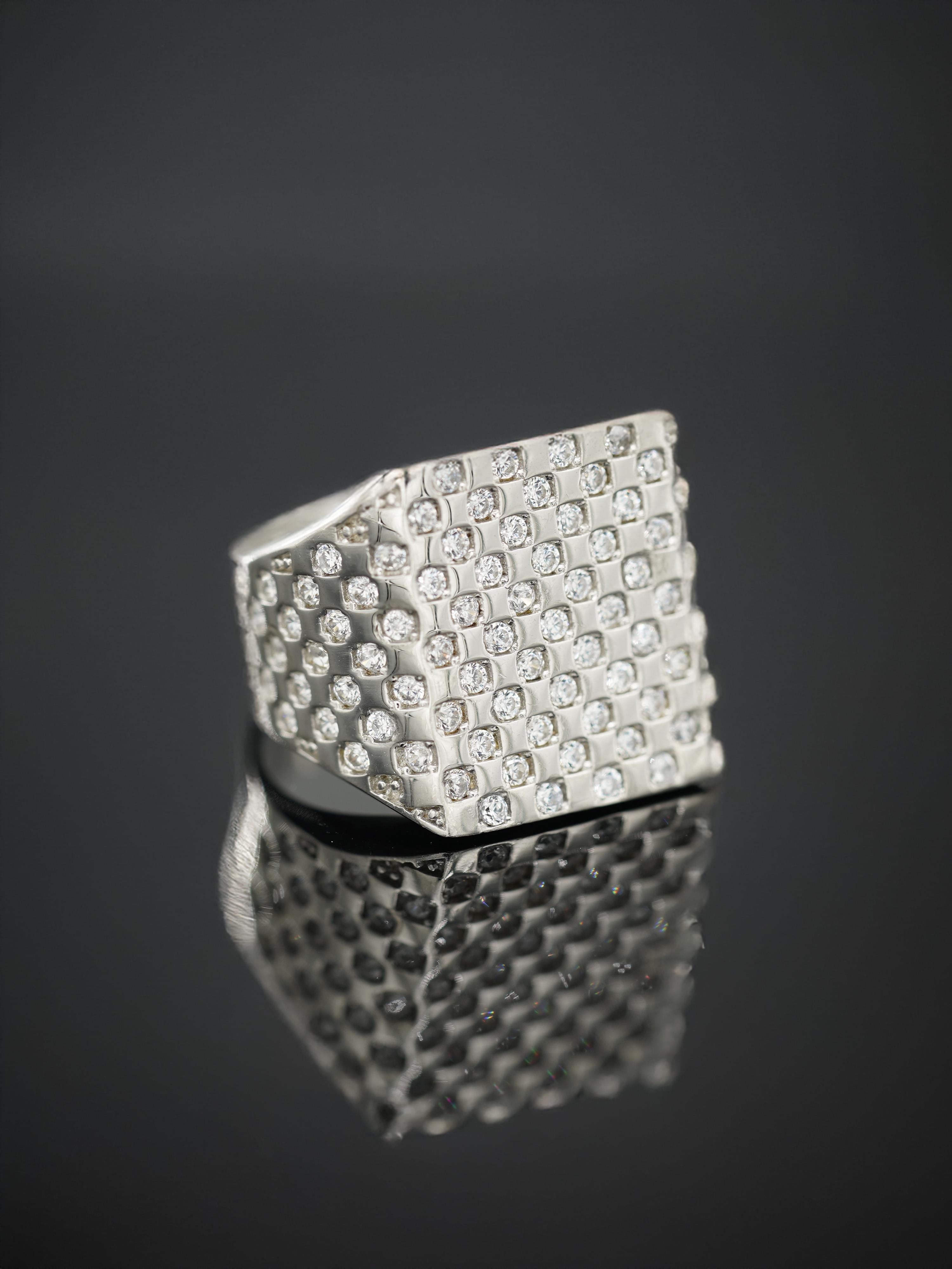 Luxury White Stones Square Ring