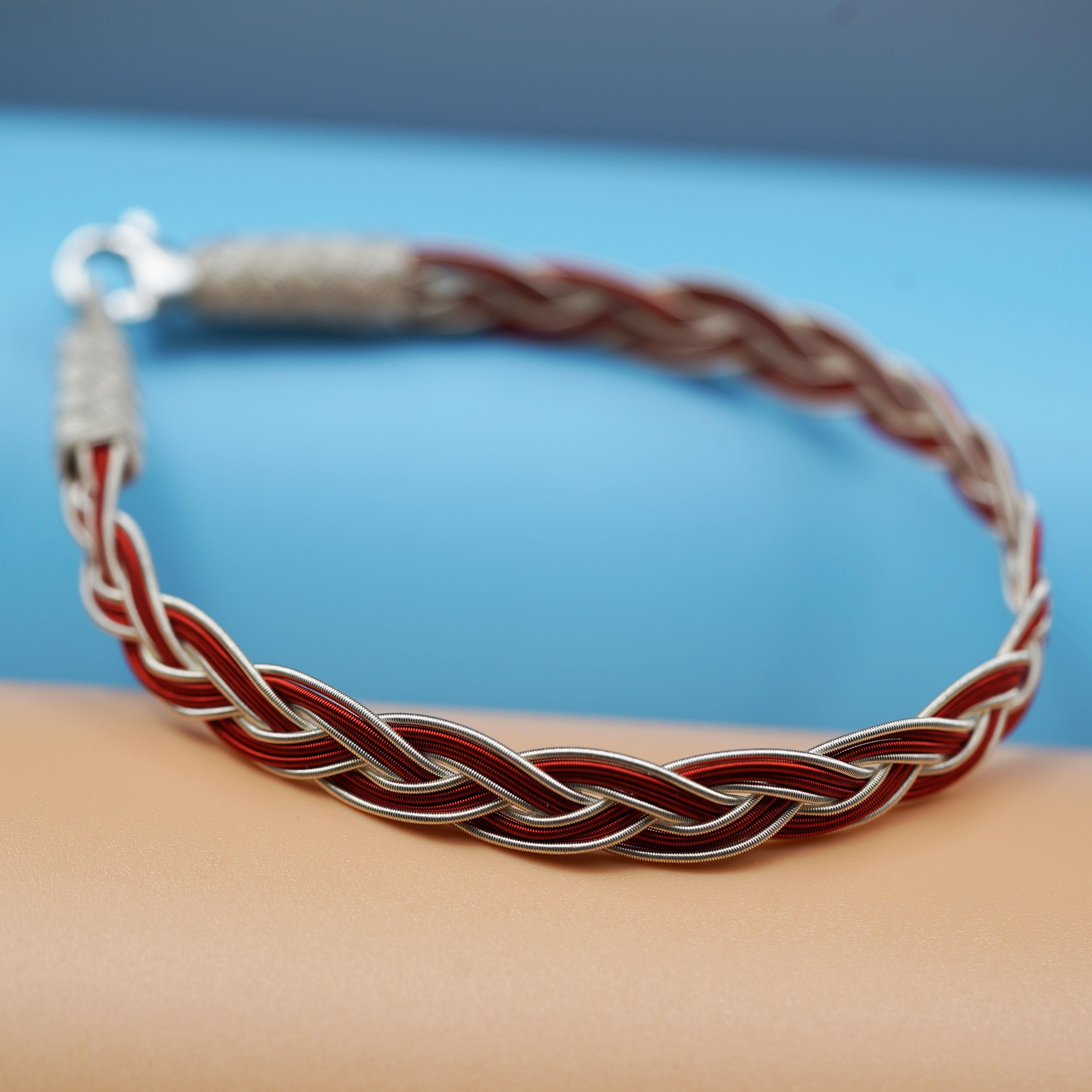 Royal Braid, White & Red Bracelet