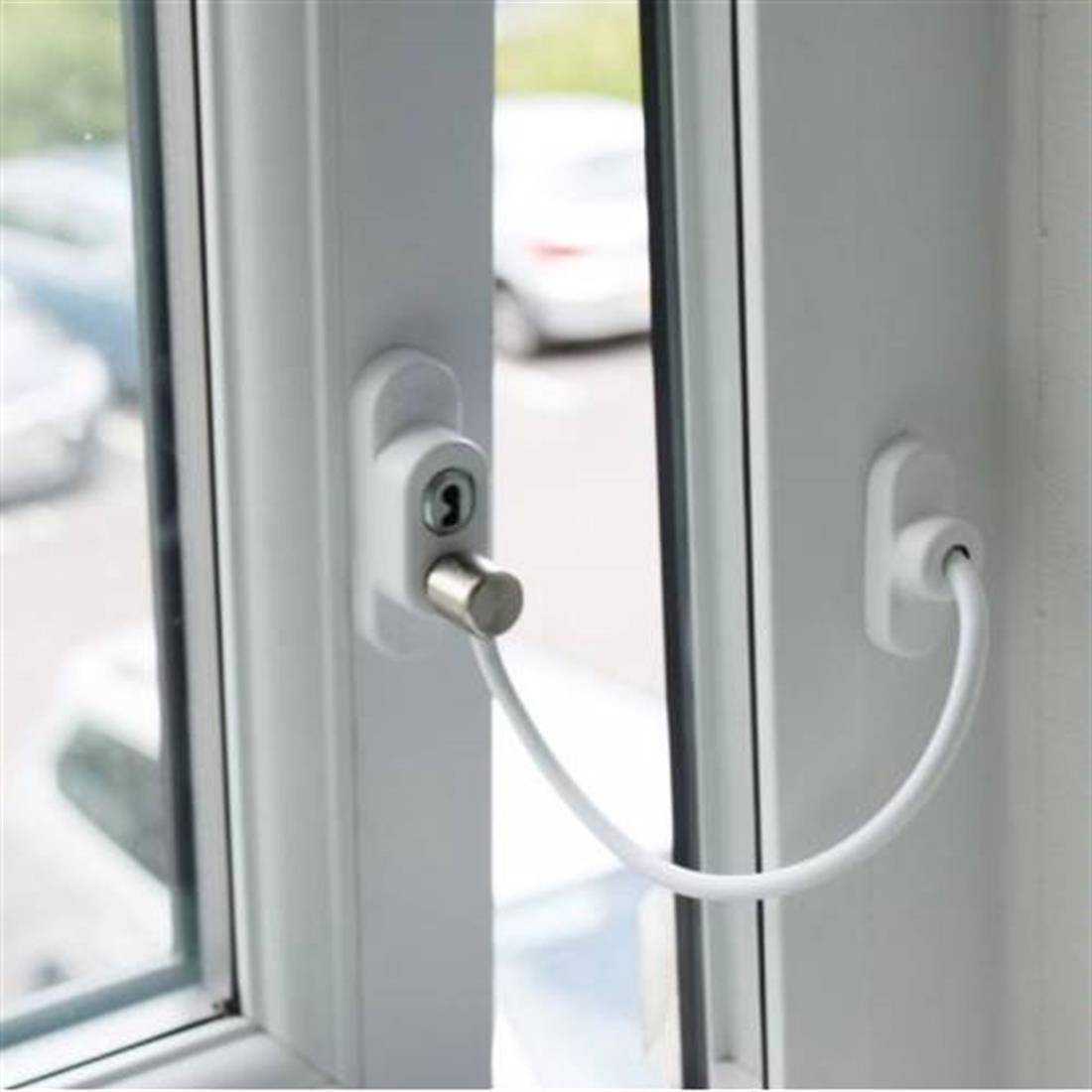 25 Adet Çelik Halatlı Pvc Kapı Pencere Emniyet Kilidi - Pencere Çocuk Emniyet  Kilidi -Beyaz Renk