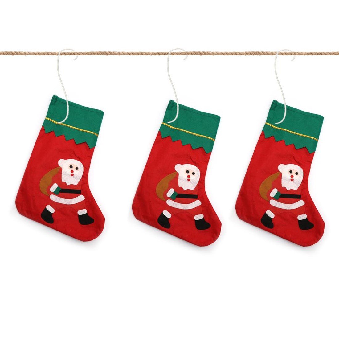 3 Lü Noel Çorabı - Noel Baba Yılbaşı Çorabı - Yılbaşı Süsleri - Çam Ağacı  Süsleri - Şeker Çorabı