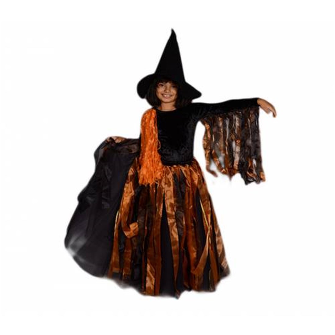 Cadı Kız Kostümü - Cadılar Bayramı Kız Çocuk Kostümü - Cadı Kostümü - Çocuk  Elbise