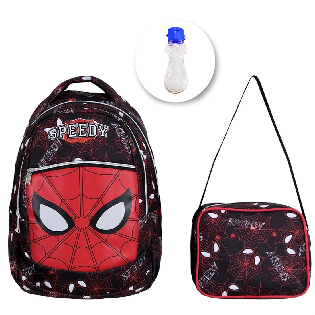 İlkokul Speedy Spiderman Çanta + Beslenme + Suluk - Erkek Çocuk İlkokul  Çantası - Örümcek Adam Çanta