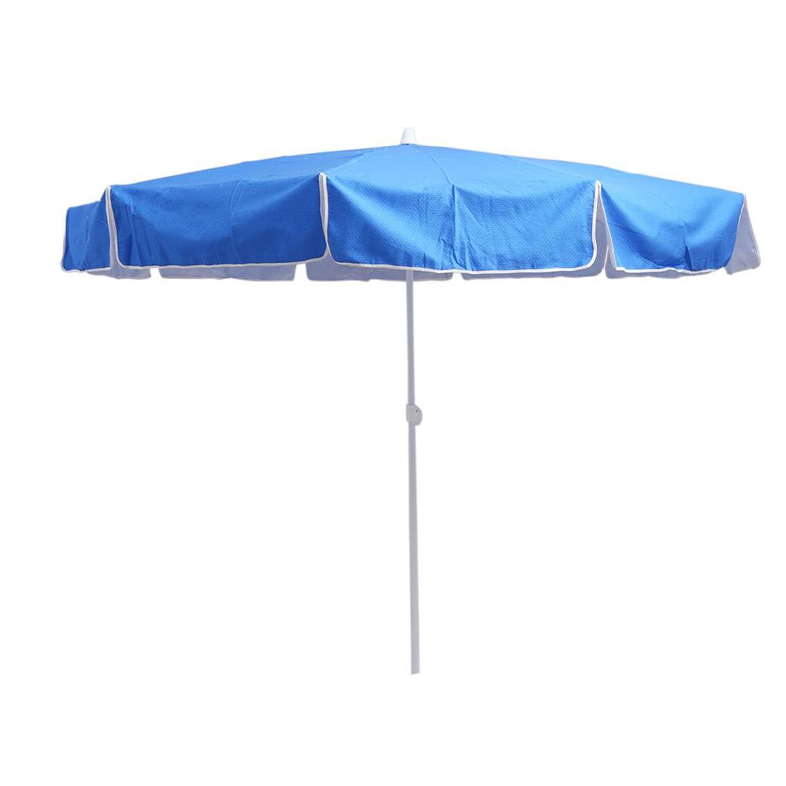 Puantiyeli Mavi Gabardin Kalın Kumaş Plaj Şemsiyesi - Balkon Şemsiyesi -  Bahçe Şemsiyesi
