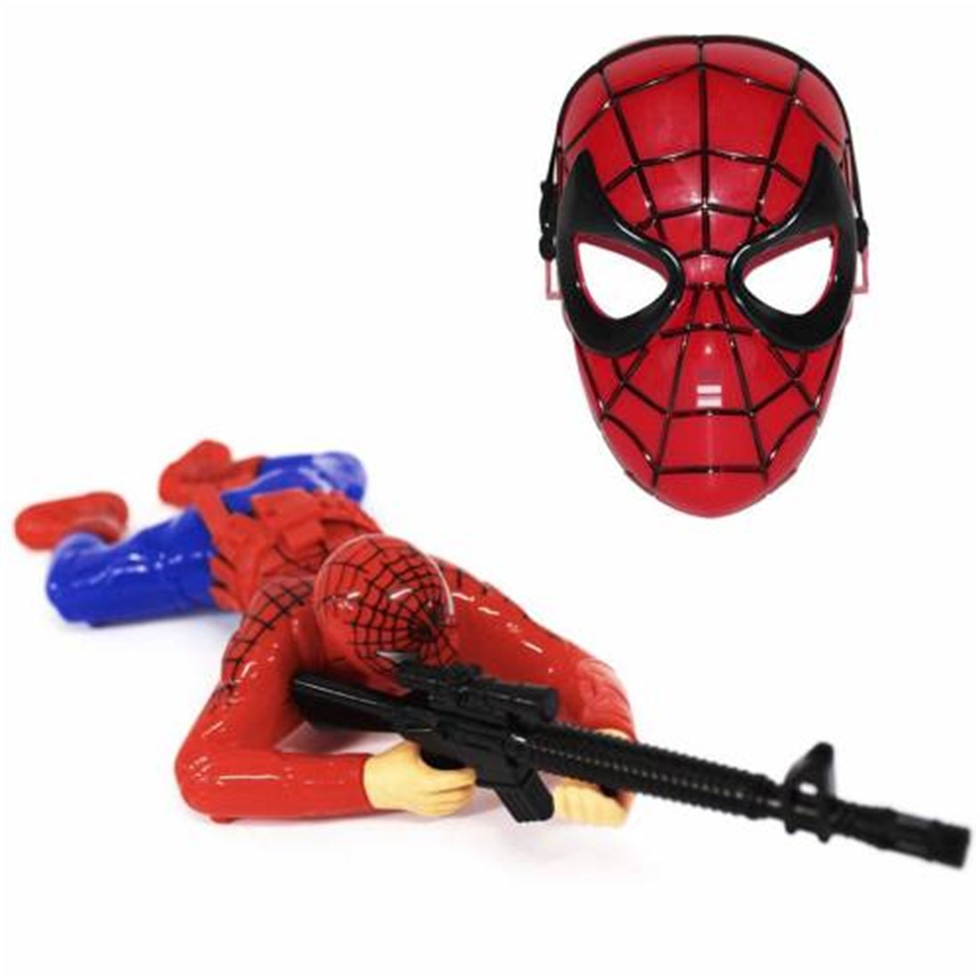 Spiderman Kostümü + Oyuncak + Maske - Örümcek Çocuk Kostümü - Örümcek Adam  Kostümü
