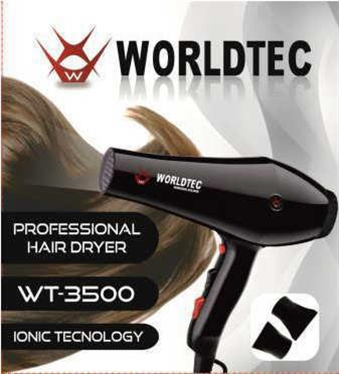 Worldtec WT-3500 Profesyönel Kuaför Tipi Fön Makinesi 2200 watt + Saç Sprey  Hediye