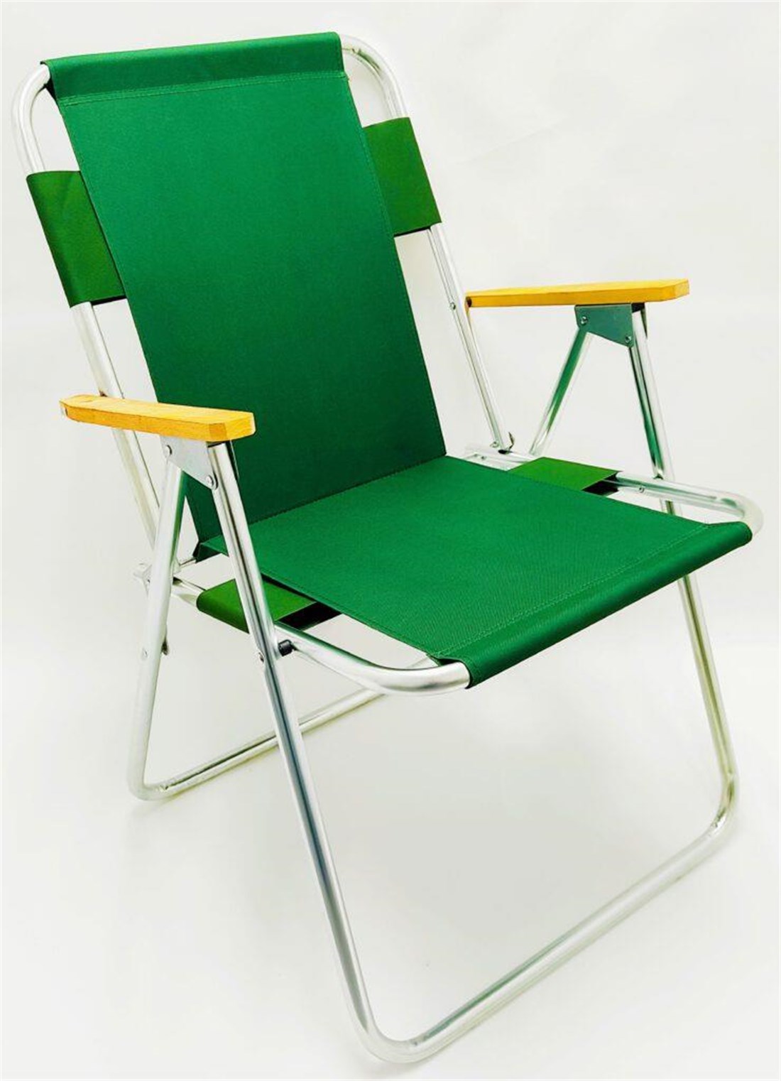 Yeşil Katlanır Kamp Sandalyesi - Plaj Sandalyesi -Kol Dayamalı Kamp  Taburesi-Katlanabilir Sandalye