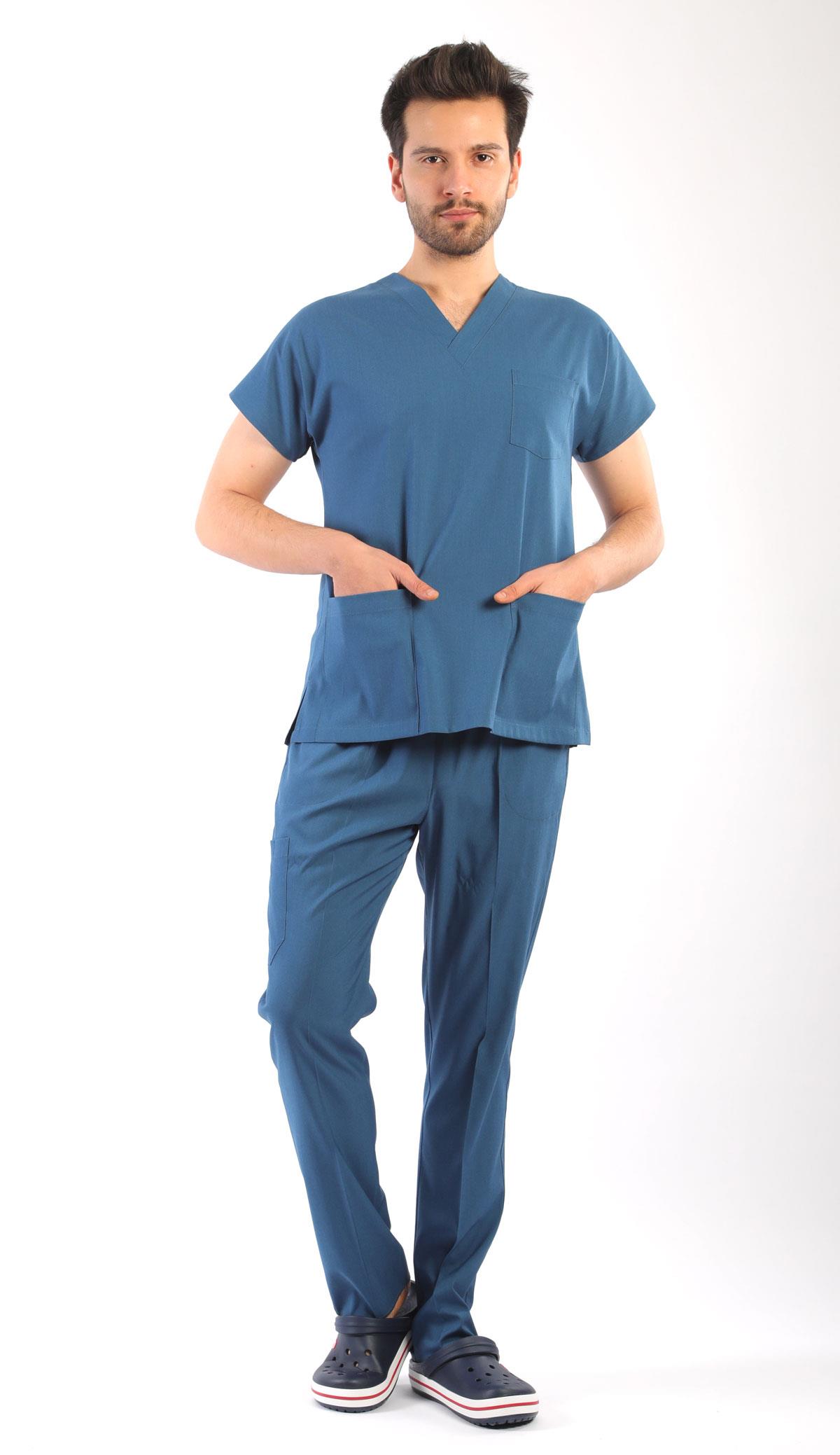 Erkek Scrubs Premium-Petrol Mavisi