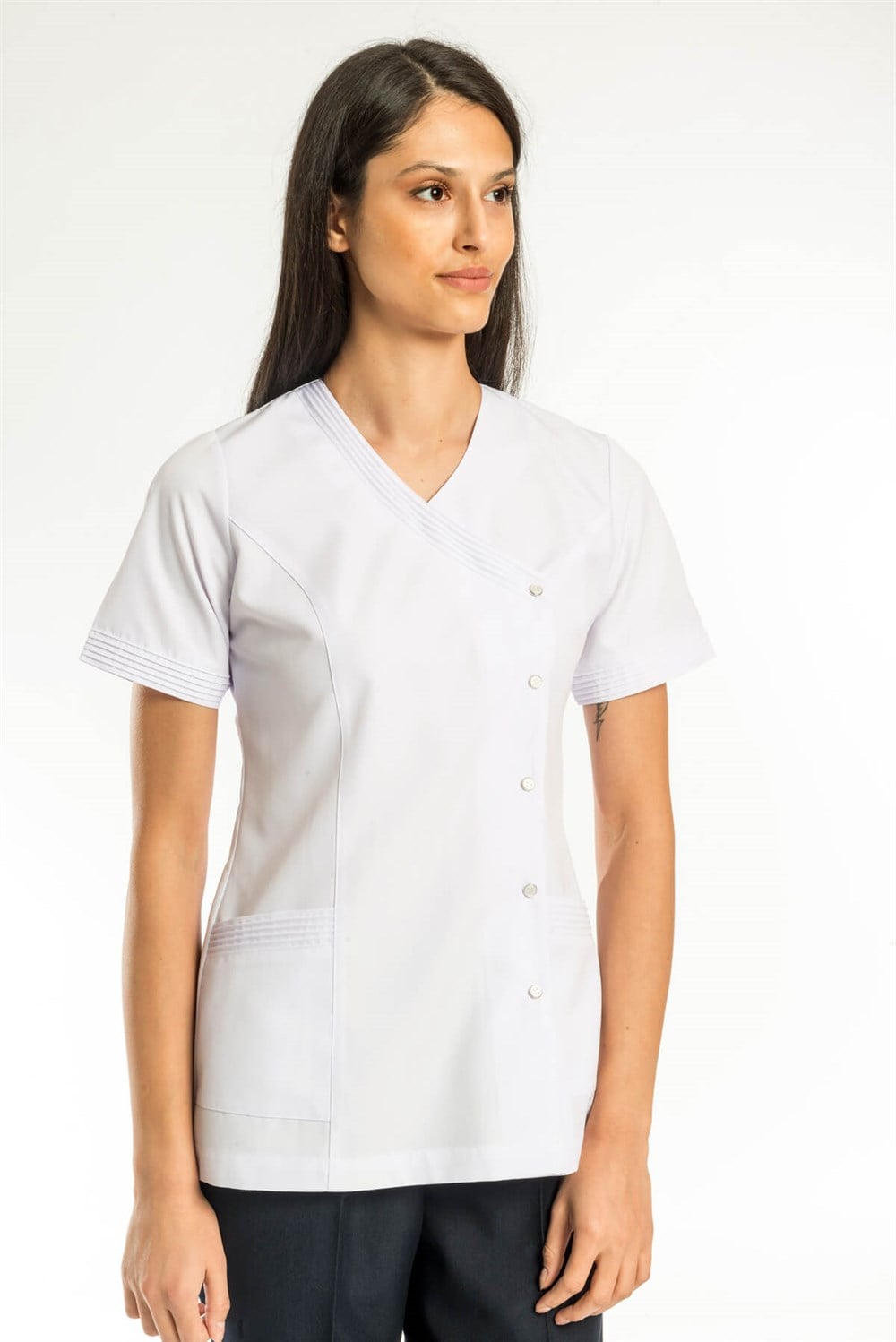 Nervür Yaka Tek Üst