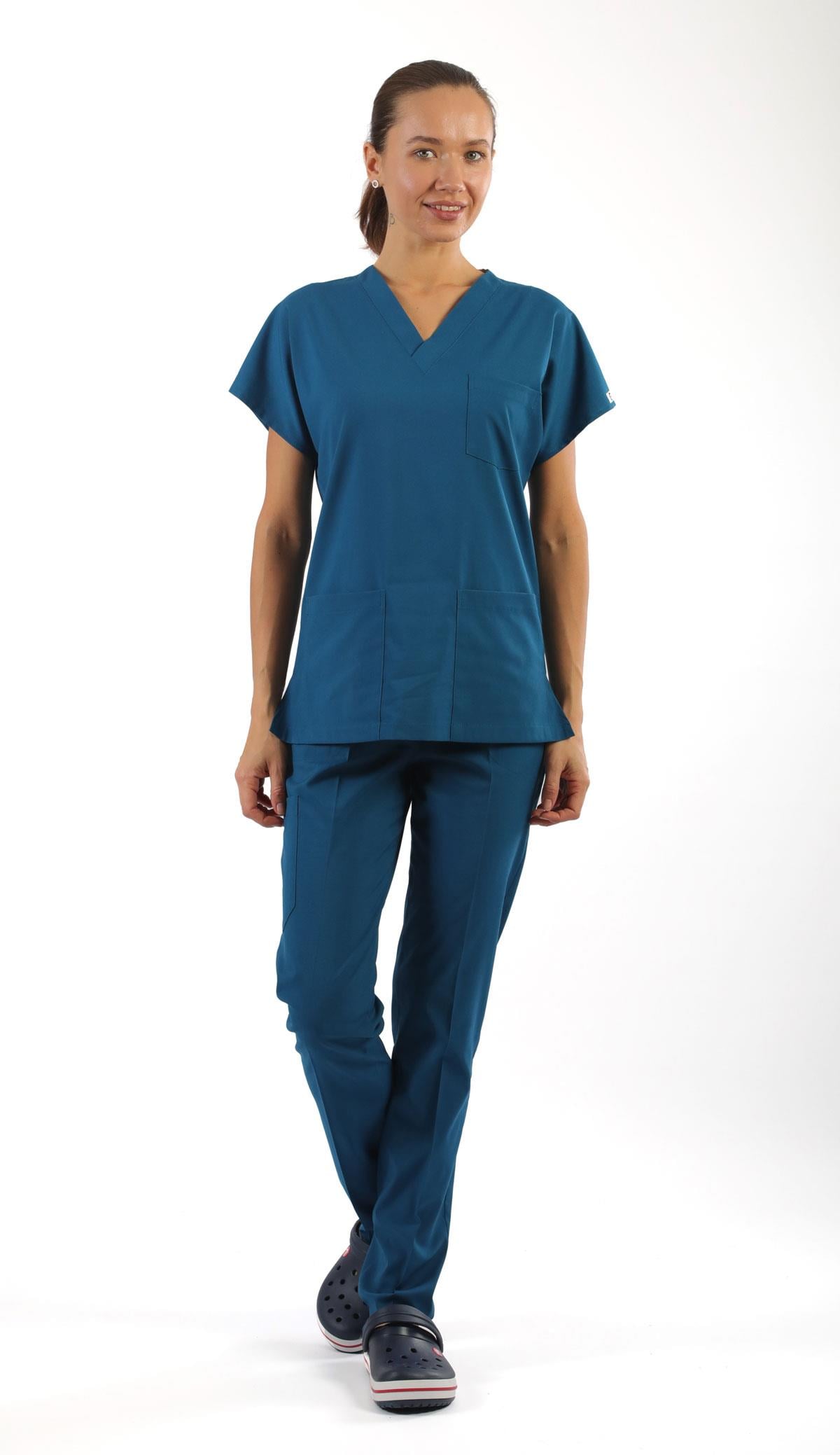 Scrub-Premium Likralı Bayan-Petrol Yeşili