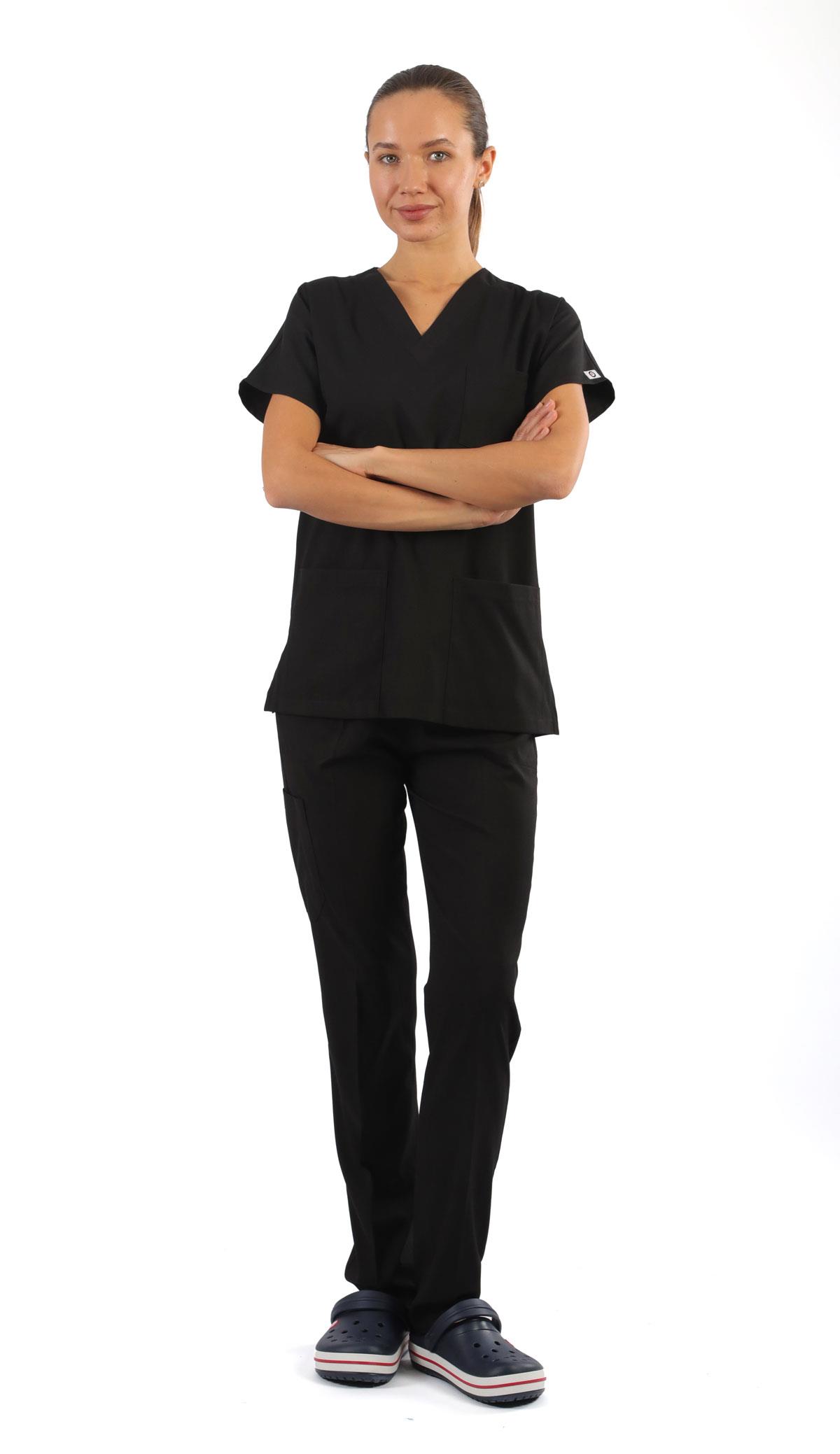 Scrub-Premium Likralı Bayan-Siyah