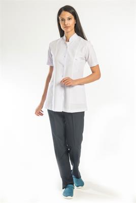 Bayan Eczacı Önlüğü-Hakim Yaka Kısakollu