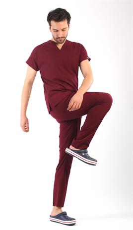 Erkek Scrubs Premium-Bordo