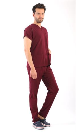 Erkek Scrubs Premium-Bordo