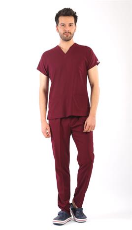 Erkek Scrubs Premium-Bordo
