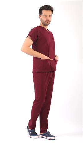 Erkek Scrubs Premium-Bordo