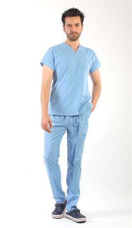 Erkek Scrubs Premium-Buz Mavisi
