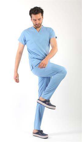 Erkek Scrubs Premium-Buz Mavisi