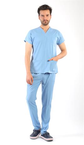 Erkek Scrubs Premium-Buz Mavisi