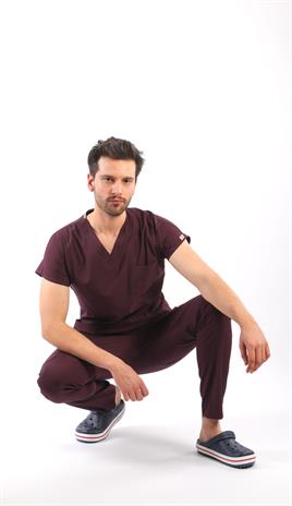 Erkek Scrubs Premium-Mürdüm Renk