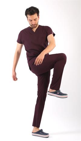 Erkek Scrubs Premium-Mürdüm Renk
