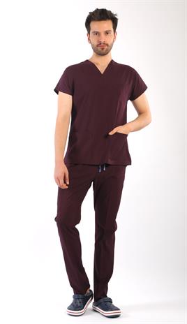 Erkek Scrubs Premium-Mürdüm Renk