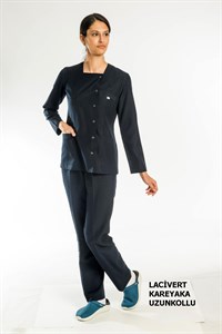 KARE YAKA FORMA-LACİVERT- UZUNKOLLU
