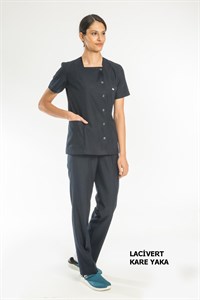 KARE YAKA HEMŞİRE FORMASI-LACİVERT