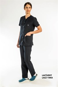 LALE YAKA HEMŞİRE FORMASI-LACİVERT
