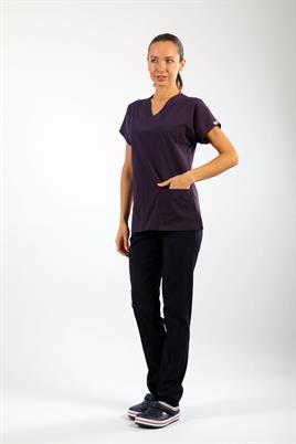 Likralı Tek Üst Mor