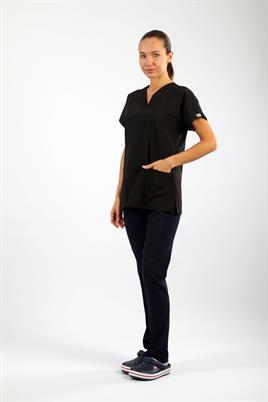 Likralı Tek Üst Siyah