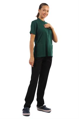 Polo Yaka Likralı Tek Üst-Bayan-AvcıYeşili