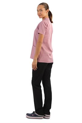 Polo Yaka Likralı Tek Üst-Bayan-Pudra