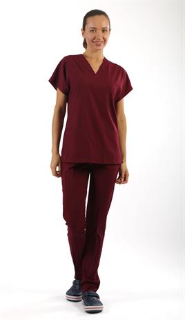 Scrub-Premium Likralı Bayan-Bordo