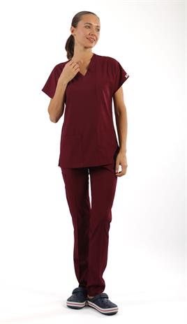 Scrub-Premium Likralı Bayan-Bordo