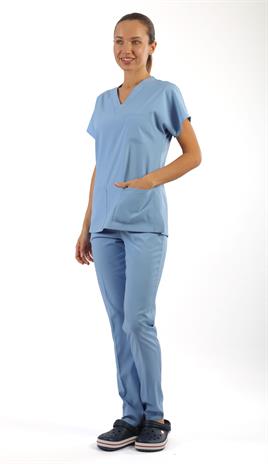 Scrub-Premium Likralı Bayan-Buz Mavisi