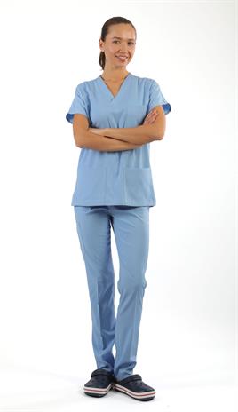 Scrub-Premium Likralı Bayan-Buz Mavisi