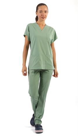 Scrub-Premium Likralı Bayan-Küf yeşili