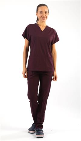 Scrub-Premium Likralı Bayan-Mürdüm